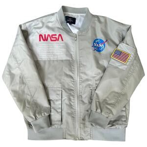 Asstseries NASA Flight Bomber Jacket Grey Mens Size Medium Aerospace
